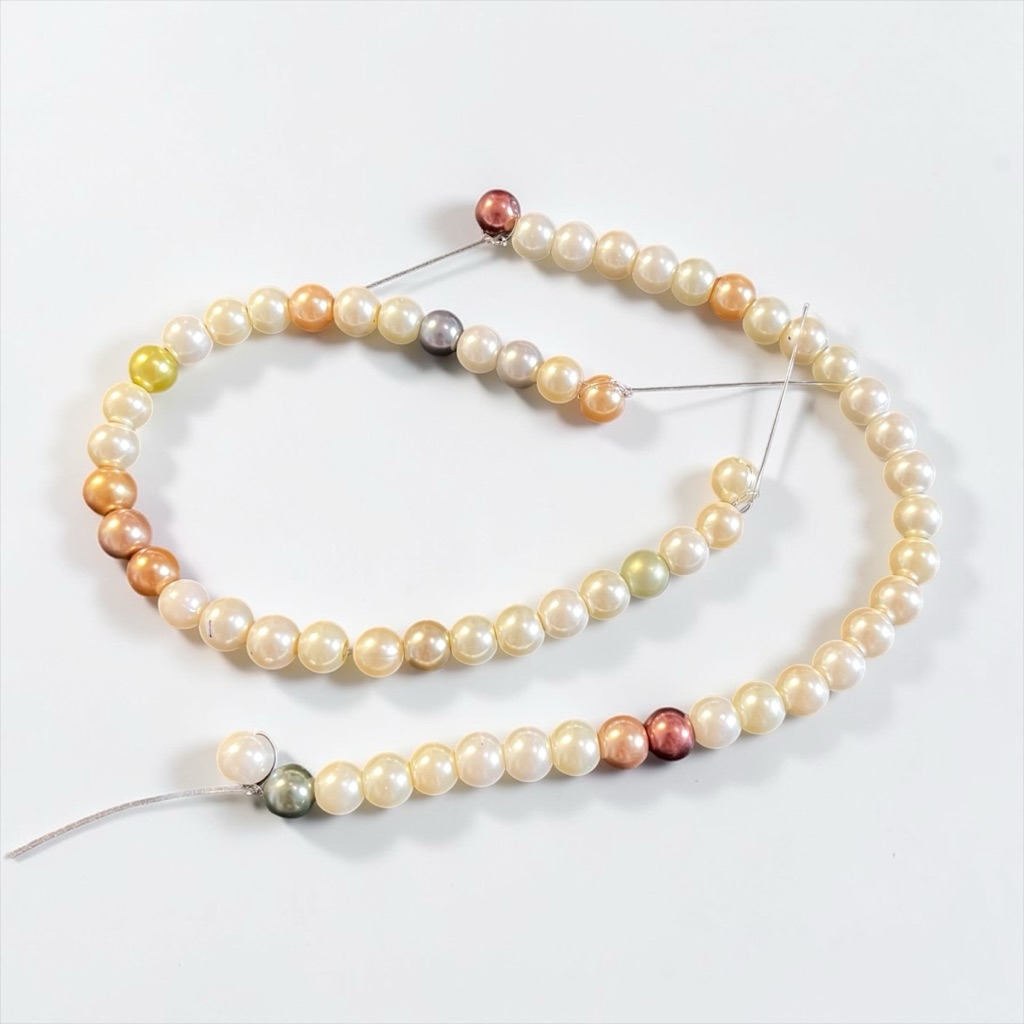 2 Strands Mixed Acrylic Glass Color Pearl Beads 62 Pcs 90891